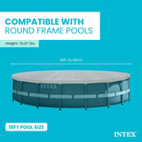 Intex 28041E gray round pool cover with rope tie for 18ft Ultra XTR frame above ground pool - view 3