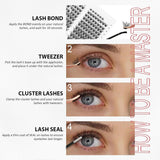 Mayhug 160-piece D curl individual lash clusters in 8 to 18mm lengths displayed in packaging tray, black DIY eyelash extensions - view 7