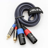 JOLGOO black 3.3ft dual RCA male to dual XLR male audio cable with gold-plated connectors for studio and home use - view 8