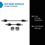 TRQ 4-piece front CV axle assemblies and wheel bearings kit for 2013-2015 Honda Civic and Acura ILX, part PSA84701 - view 2