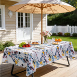 Rectangular floral waterproof tablecloth 60x104 inches with zippered umbrella hole on outdoor patio dining table - view 2