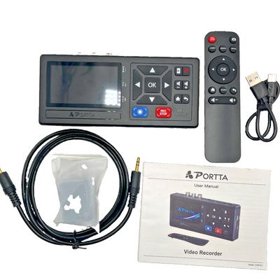 Portta CHR101 VHS to digital video converter with 3-inch LCD preview screen, USB and SD card ports, open box unit