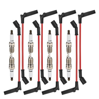 BDFHYK iridium spark plug and silicone wire set 41-962 9748RR for 5.3L 6.2L V8 Chevy GMC Buick Cadillac engines