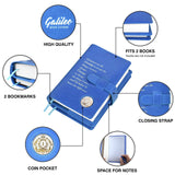 Galileo sky blue faux leather double book cover holding AA Big Book and 12 Steps 12 Traditions with embossed silver Serenity Prayer - view 5