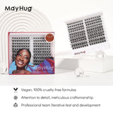 Mayhug 160-piece D curl individual lash clusters in 8 to 18mm lengths displayed in packaging tray, black DIY eyelash extensions - view 5