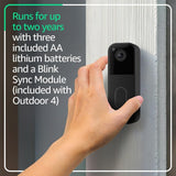 Blink Video Doorbell and Outdoor 4 wireless security camera system with Sync Module Core, batteries, and mounting hardware, black - view 5