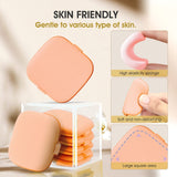 Six pink square air cushion makeup sponges with flip bands arranged together, latex-free powder puffs for foundation - view 4