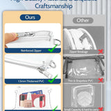 Clear PVC crossbody bag with silver metal chain strap, zippered closure, compact rectangle shape for stadium events - view 7