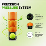 Orange Vwleya tennis ball pressurizer canister holding 3 tennis balls with screw-lock lid on white background - view 4