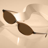 KUGUAOK retro oval cat eye sunglasses for women in black tortoise shell narrow Y2K frame with UV400 lenses - view 4