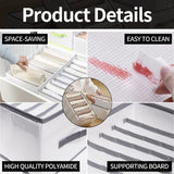 Two white polyamide wardrobe clothes organizer bins with zip dividers and hard support plates, 9x7x8 inches - view 3
