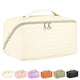 TBOLINE Large Travel Makeup Bag – White Checkered Waterproof PU Leather Organizer