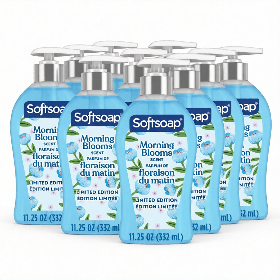 Six Softsoap Morning Blooms liquid hand soap pump bottles 11.25 oz each, paraben-free floral scent multipack