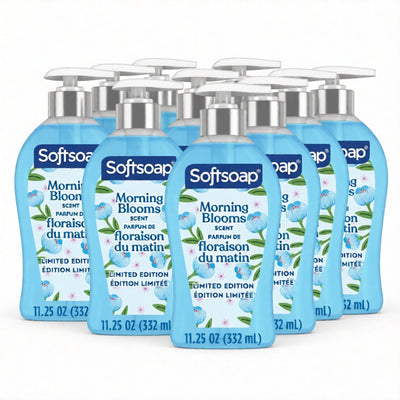 Six Softsoap Morning Blooms liquid hand soap pump bottles 11.25 oz each, paraben-free floral scent multipack