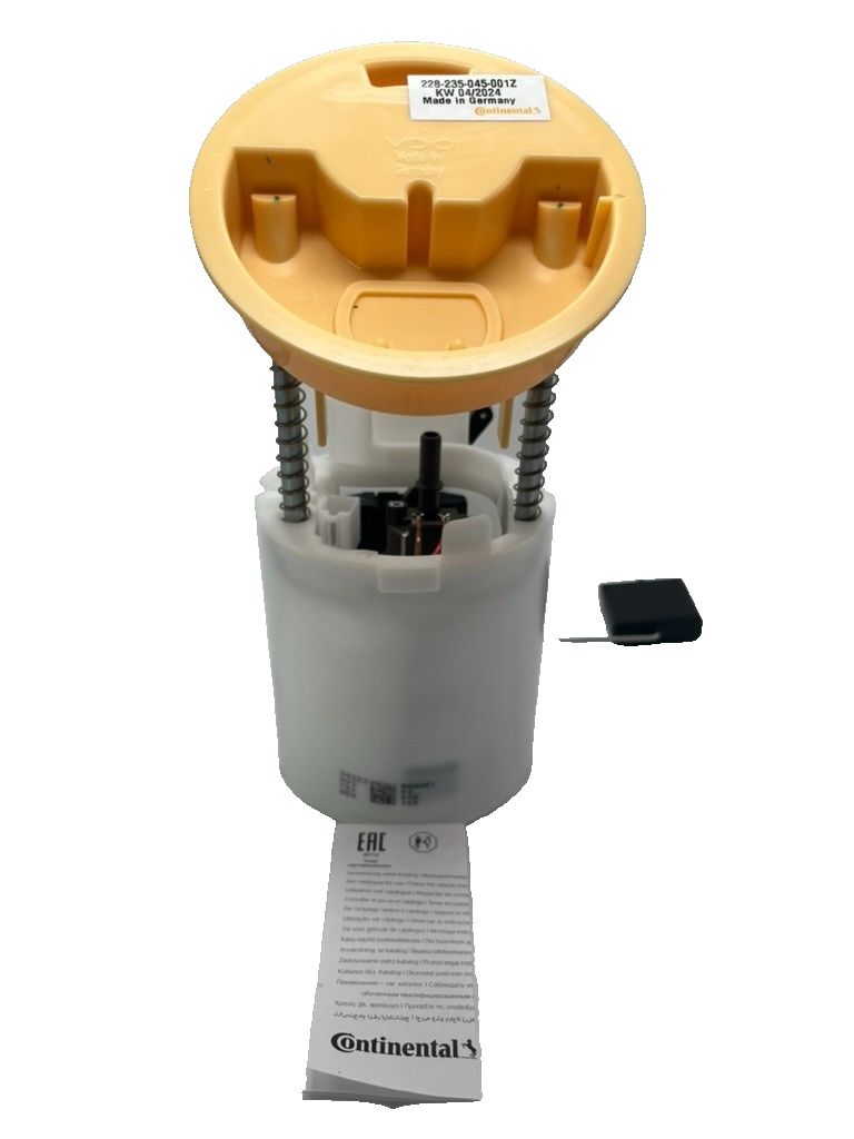 VDO 228-235-045-001Z fuel pump mounting unit with hose barb and threaded connectors, alloy steel tank mount for petrol cars