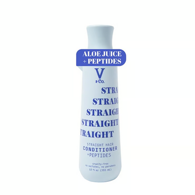 V&Co 12oz straight hair moisturizing conditioner bottle with peptide technology and aloe juice sulfate free formula
