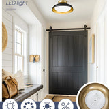 Kudos 12-inch flush mount LED ceiling light fixture with black metal frame and champagne gold interior accent - view 2