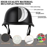 ZGMZLBBD German Style Half Helmet DOT Approved Matte Black with Goggles – Large — view 4 of 8