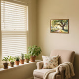 Framed 16x24 inch vintage oak tree and country road landscape canvas print in pine wood frame, ready to hang - view 4