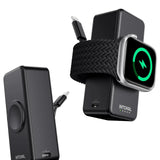 Intoval B5 portable 4500mAh magnetic wireless power bank charging an Apple Watch and iPhone simultaneously