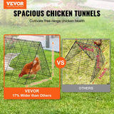 VEVOR black metal chicken tunnel coop run 157.5 inches long with waterproof silver cover and ground stakes for backyard poultry - view 2
