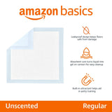 Stack of 50 AmazonBasics blue and white 22x22 inch leak-proof puppy pee pads in original packaging - view 2