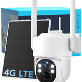 GNCC GW41-1U white dome 4G LTE solar-powered outdoor security camera with pan-tilt mount, 2K HD no WiFi