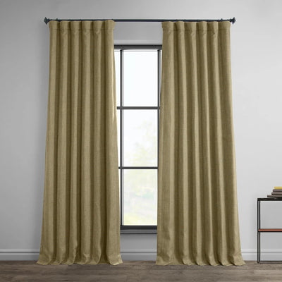 HPD Half Price Drapes 50x84 inch Nomad Tan faux linen room darkening curtain panel with rod pocket heading