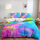 AILONEN 3-piece tie dye kids twin duvet cover set with two pillowcases, multicolor hip hop pattern on microfiber bedding