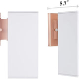 Cerdeco 9-inch outdoor wall sconce with rose gold metal base and white glass shade mounted on exterior wall - view 5