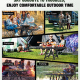 Raynesys portable folding grill table with aluminum mesh top and adjustable steel legs set up outdoors for camping - view 7