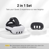 Kuject 3-in-1 accessories kit for Meta Quest 3 Slim showing head strap, silicone face cover, and protective shell case - view 2