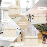 HiTotes Beige Leather Travel Makeup Bag with Removable Divider & Zipper — view 6 of 7
