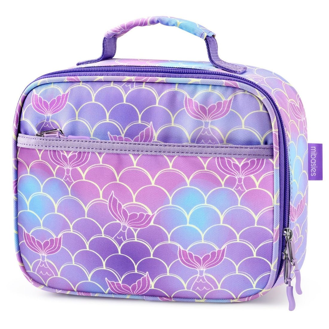 mibasies mermaid tail insulated lunch box bag for girls with zipper pocket and top handle for school