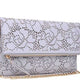Urban Expressions Dove Gray Vegan Leather Laser Cut Clutch Bag with Chain Strap