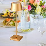 14-inch cordless rechargeable LED table lamp with polished gold cone shade and touch dimmer control for indoor outdoor use - view 3