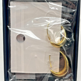 STARONE 14K gold plated chunky moon half hoop earrings on a white surface, bold crescent hoop design