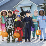 Kids dark blue police officer costume set size S with hat, badge belt, handcuffs, walkie talkie and whistle included - view 6