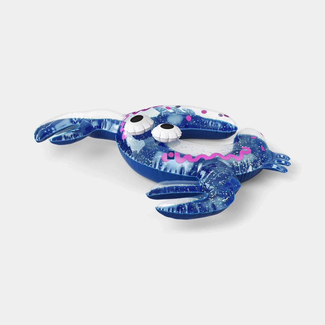 Red crab-shaped glitter novelty pool float tube by Sun Squad, 29.5 inches wide, for ages 3 and up