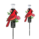 Solar Red Cardinal Memorial Garden Stake with Warm LED Light – Weatherproof — view 6 of 8