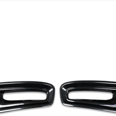 Two gloss carbon fiber ABS fog light cover trims for 2023-2025 Ram 1500, left and right side set in black