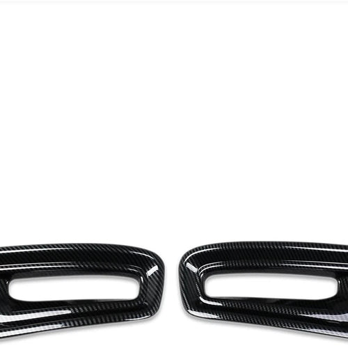 Two gloss carbon fiber ABS fog light cover trims for 2023-2025 Ram 1500, left and right side set in black