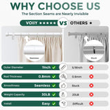 VOIIY white telescoping curtain rod 48 to 84 inch with 1-inch diameter modern finials and wall mount brackets - view 4