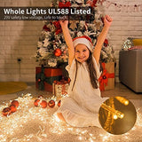 Warm white LED icicle lights with 72 hanging drops strung along a roofline outdoors, Christmas icicle lights 360 LED 18.57ft - view 6