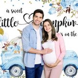 Aperturee Blue Fall Pumpkin Baby Shower Backdrop 7x5 Vinyl — view 5 of 6