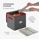 ZOBER gray non-woven fabric Christmas ornament storage box with 64 compartments and dual zipper closure - view 5