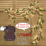 Fudios 6-foot lighted Christmas pine garland with 48 warm white LED lights draped over a fireplace mantel indoors - view 5