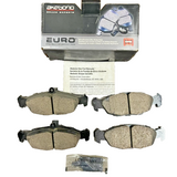 Akebono EUR688A Euro ceramic front brake pad set in original packaging for Jaguar XK8 XKR XJ8 XJR