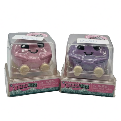BreakEez 2-pack purple and pink collectible figure containers filled with fruit salt and slime compound sensory toy set