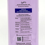 Two 33.8oz Dead Sea Collection Keratin Hydrating Shampoo pump bottles with rose scent, salon professional formula - view 5